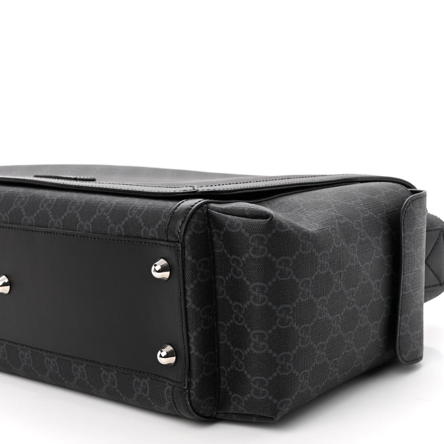 GG Supreme Monogram Web Messenger Diaper Bag Black Grey