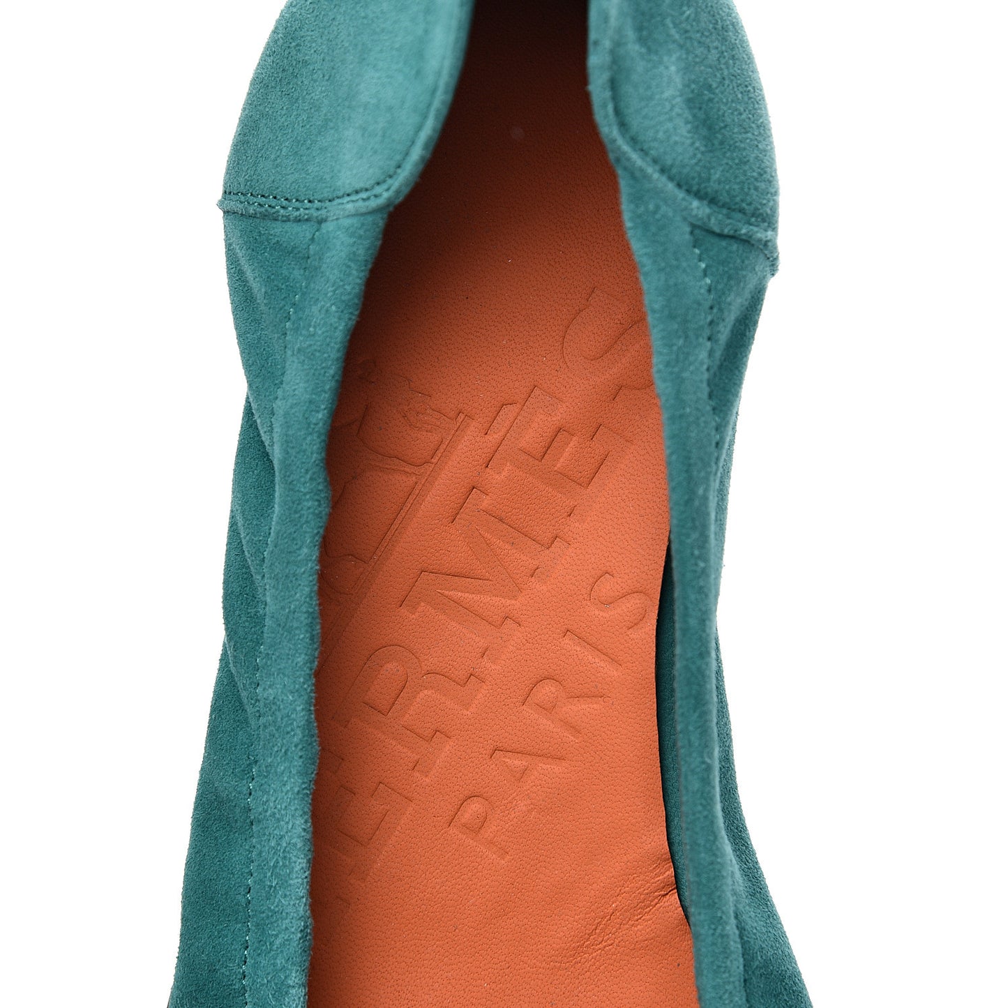 Chevre Velours Carina Ballerina Flats 39.5 Emeraude