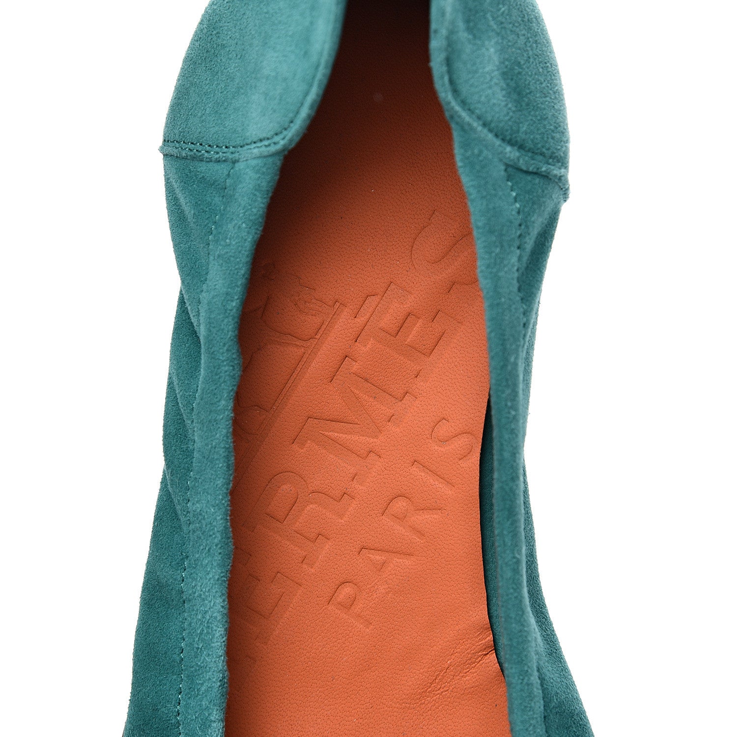 Hermes Chevre Velours Carina Ballerina Flats 39.5 Emeraude 6 of 10