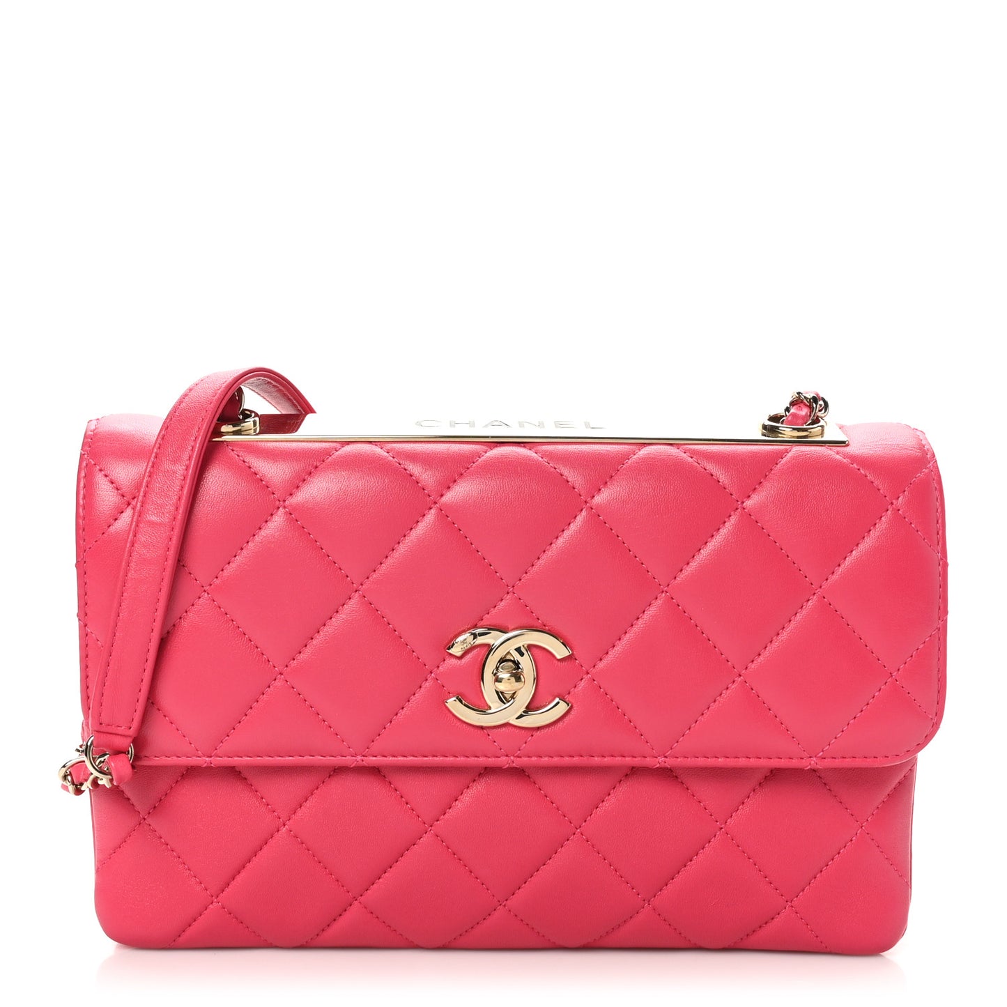 Lambskin Quilted Medium Trendy CC Flap Dark Pink