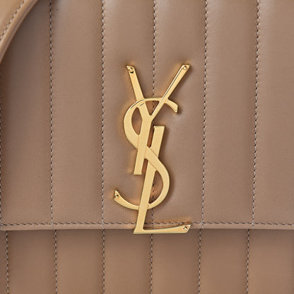 Saint Laurent Lambskin Matelasse Monogram Medium Vicky Chain Bag Brown 8 of 10