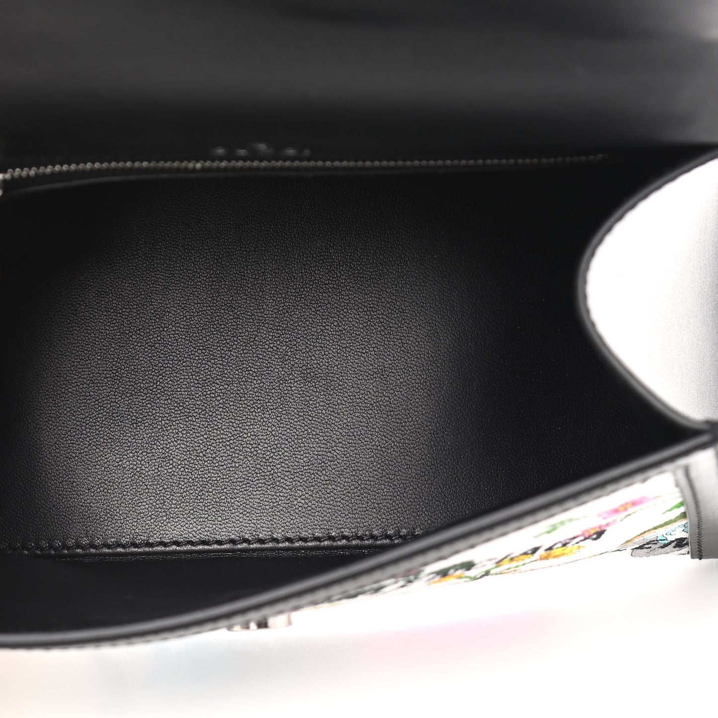 X GUCCI Canvas Boarded Plutone Calfskin Flora Logo Print Small Hourglass Top Handle Bag White Multicolor Black