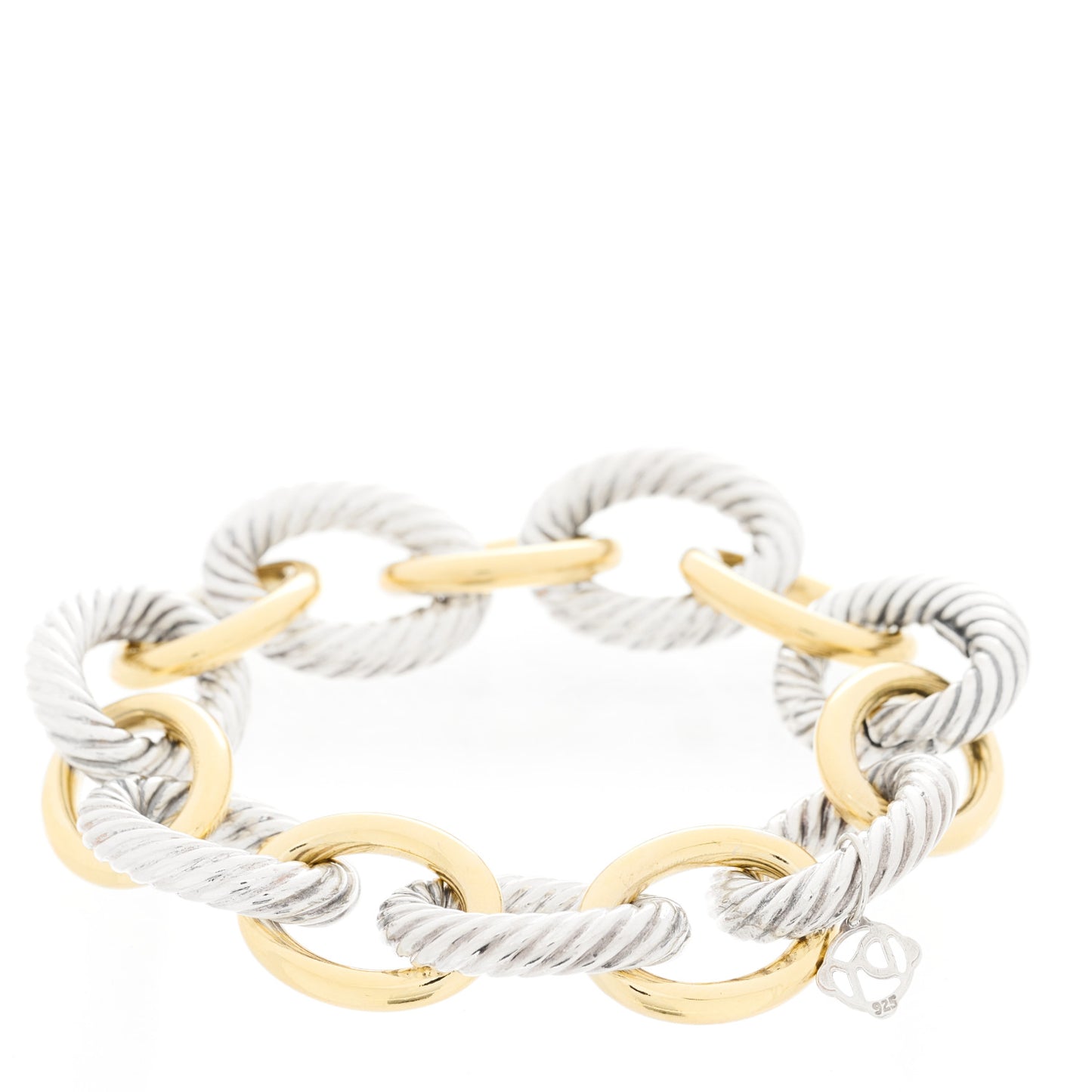 Sterling Silver 18K Yellow Gold 17mm Extra Large Oval Link Bracelet
