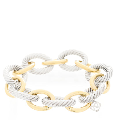 David Yurman Sterling Silver 18K Yellow Gold 17mm Extra Large Oval Link Bracelet 2 of 3