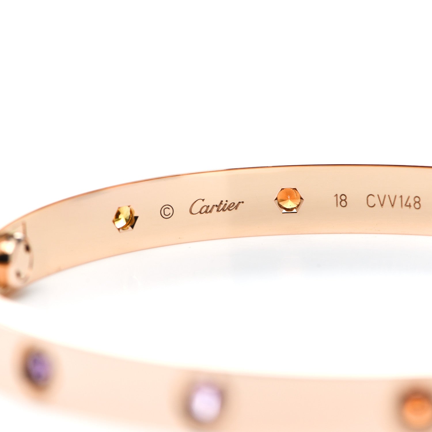 Cartier 18K Pink Gold Sapphire Garnet Amethyst LOVE Bracelet 18 4 of 6