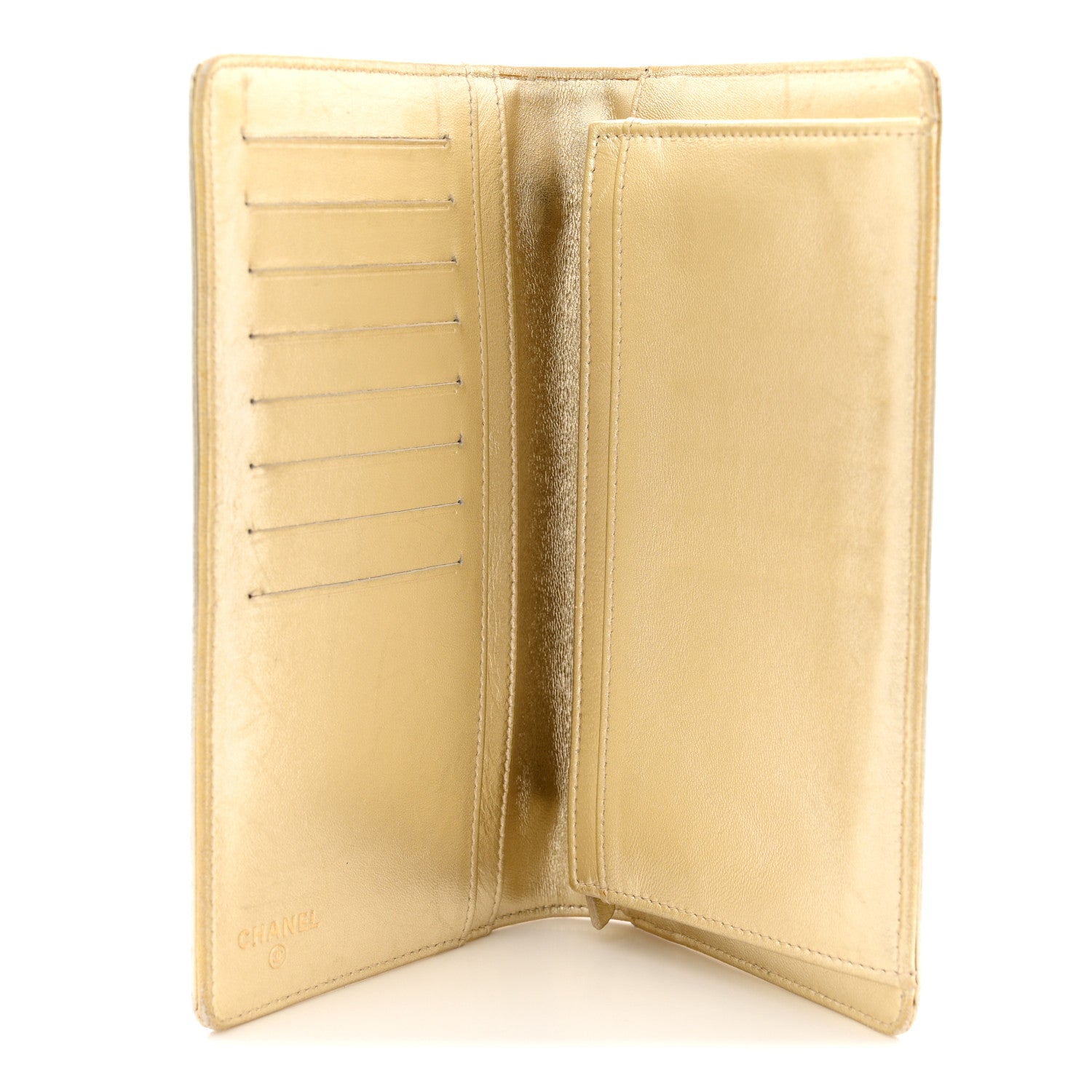 Chanel Metallic Patent Calfskin Quilted Lucky Symbols Yen Wallet