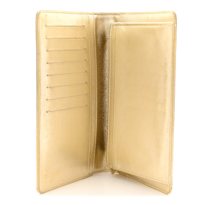 Chanel Metallic Patent Calfskin Quilted Lucky Symbols Yen Wallet Gold 5 of 12
