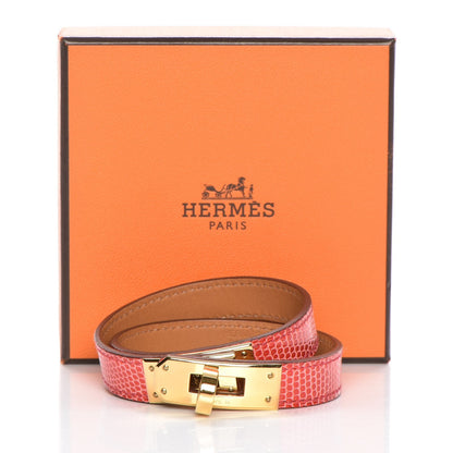 Hermes Lizard Kelly Double Tour Bracelet S Bougainvillea 8 of 8