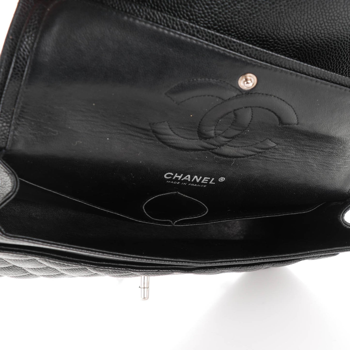 Caviar Quilted Medium Double Flap Black