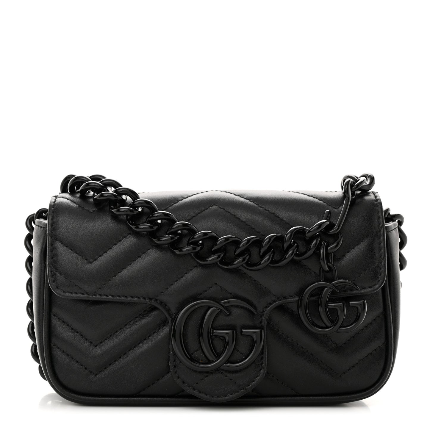 Calfskin Matelasse Monochrome GG Marmont Chain Belt Bag Black