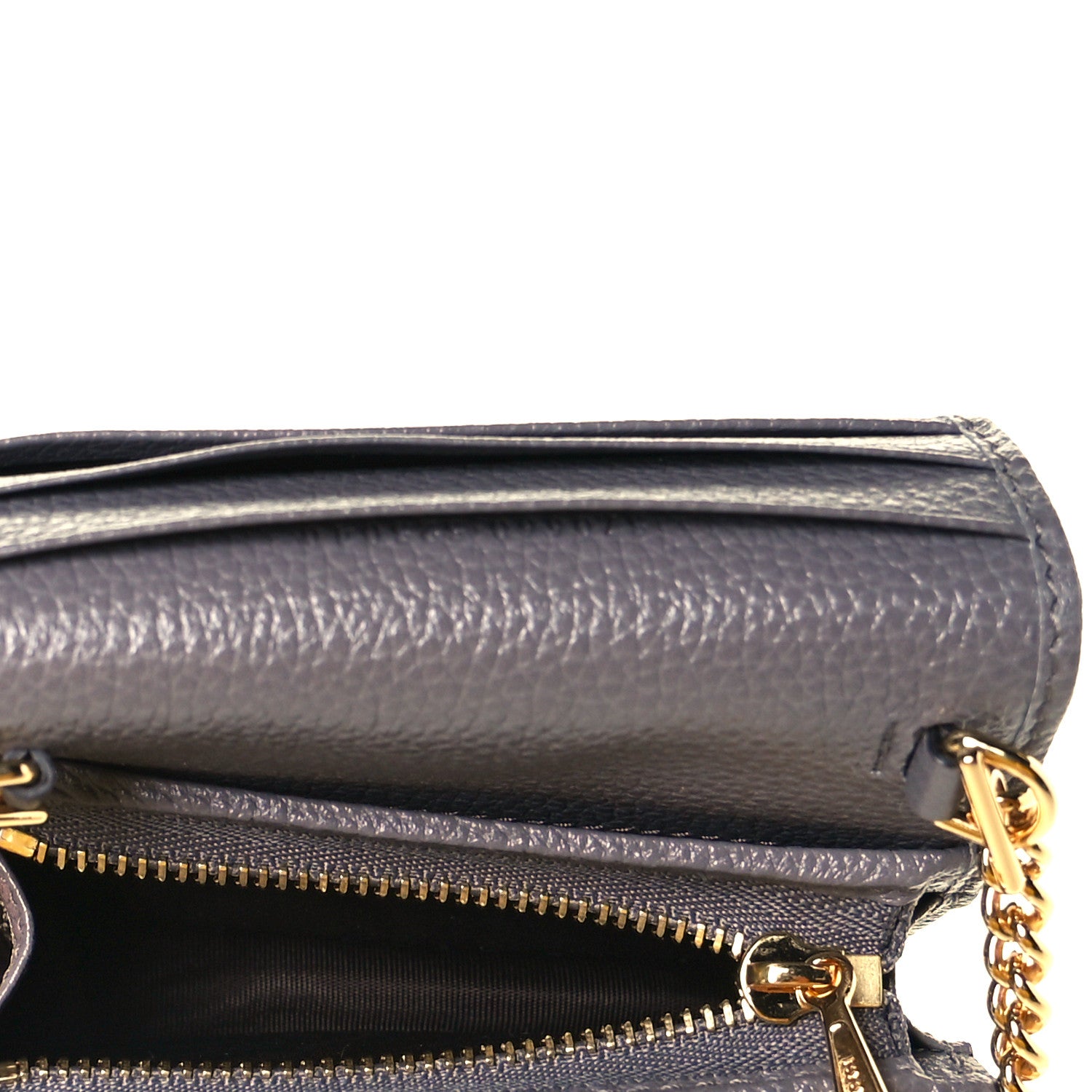 Gucci Grainy Calfskin Zumi Chain Card Case Wallet Dusty Grey 5 of 8