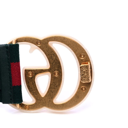 Gucci Web Elastic Plexiglass GG Marmont Belt 100 40 Red Green 4 of 6