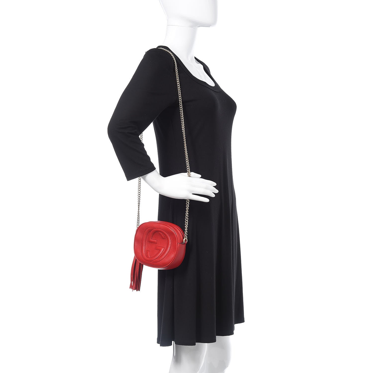 Gucci Pebbled Calfskin Mini Soho Chain Bag Tabasco Red 2 of 11