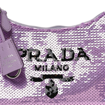 Prada Paillettes Sequin Mini Re-Edition 2000 Bag Lilium Black 7 of 9
