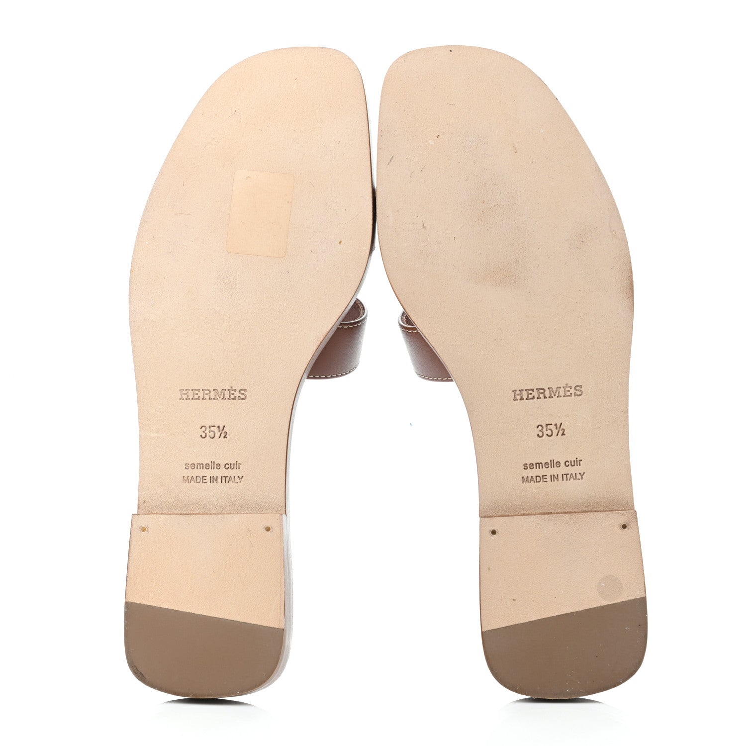 Hermes Box Calfskin Oran Sandals 35.5 Gold 4 of 4