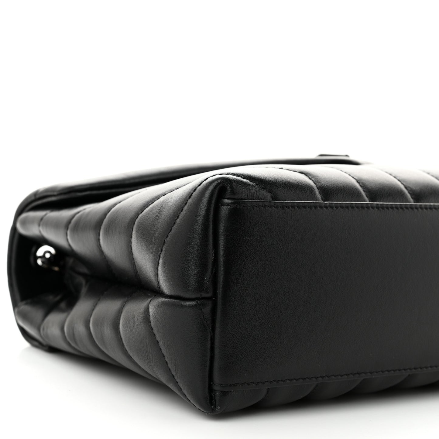 Calfskin Y Quilted Monogram Monochrome Small Loulou Chain Satchel Black