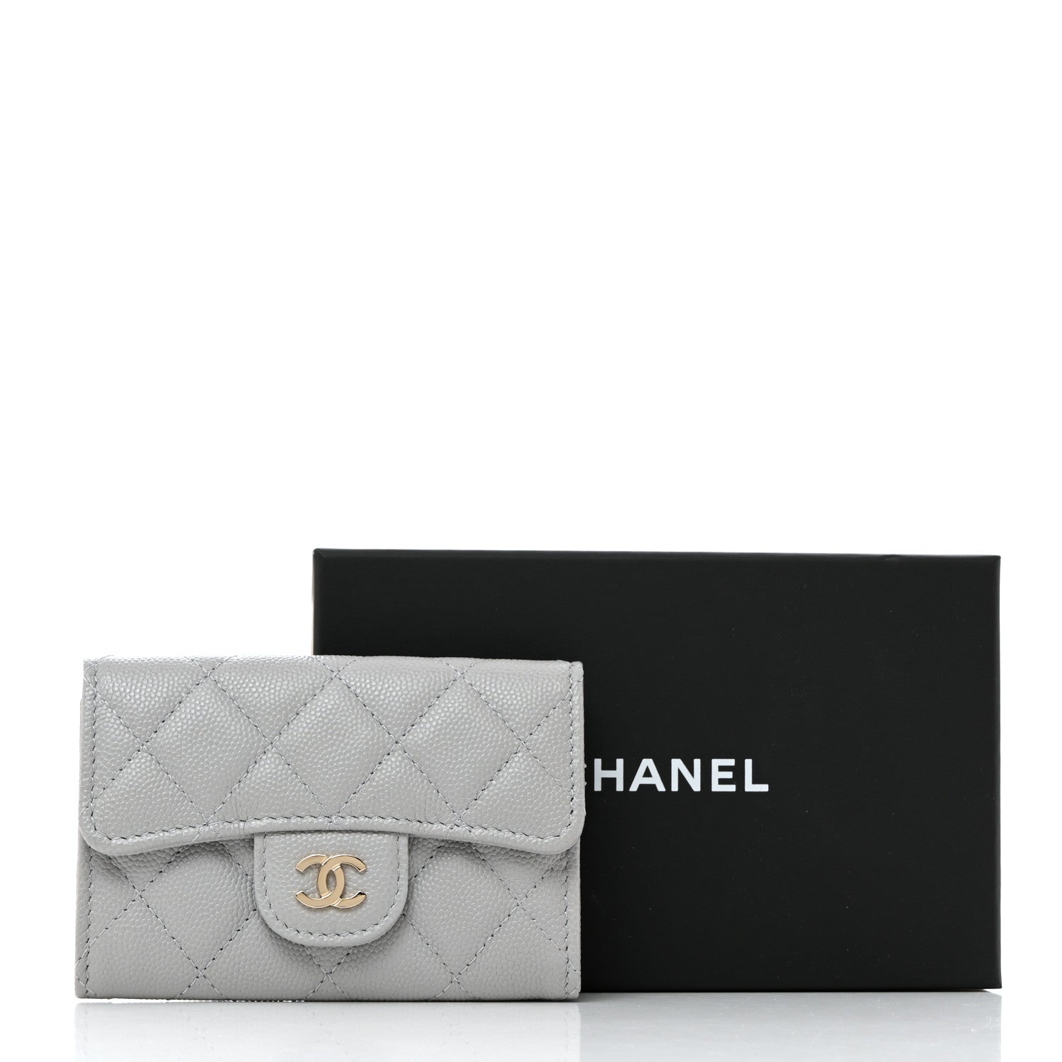 Chanel Caviar Quilted Flap Card Holder Wallet Dark Grey 9 of 9