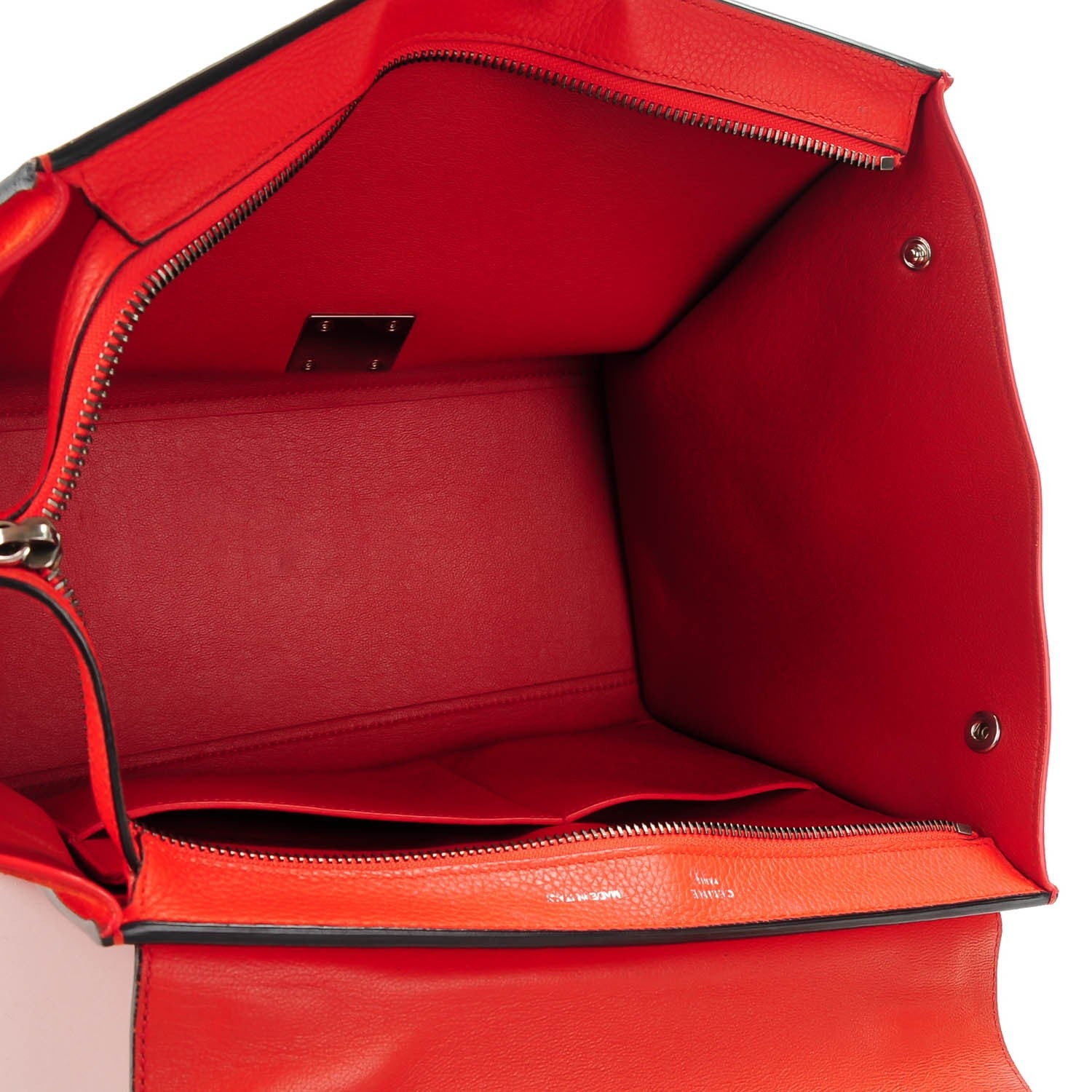 Celine Drummed Calfskin Suede Small Trapeze Coquelicot 5 of 7