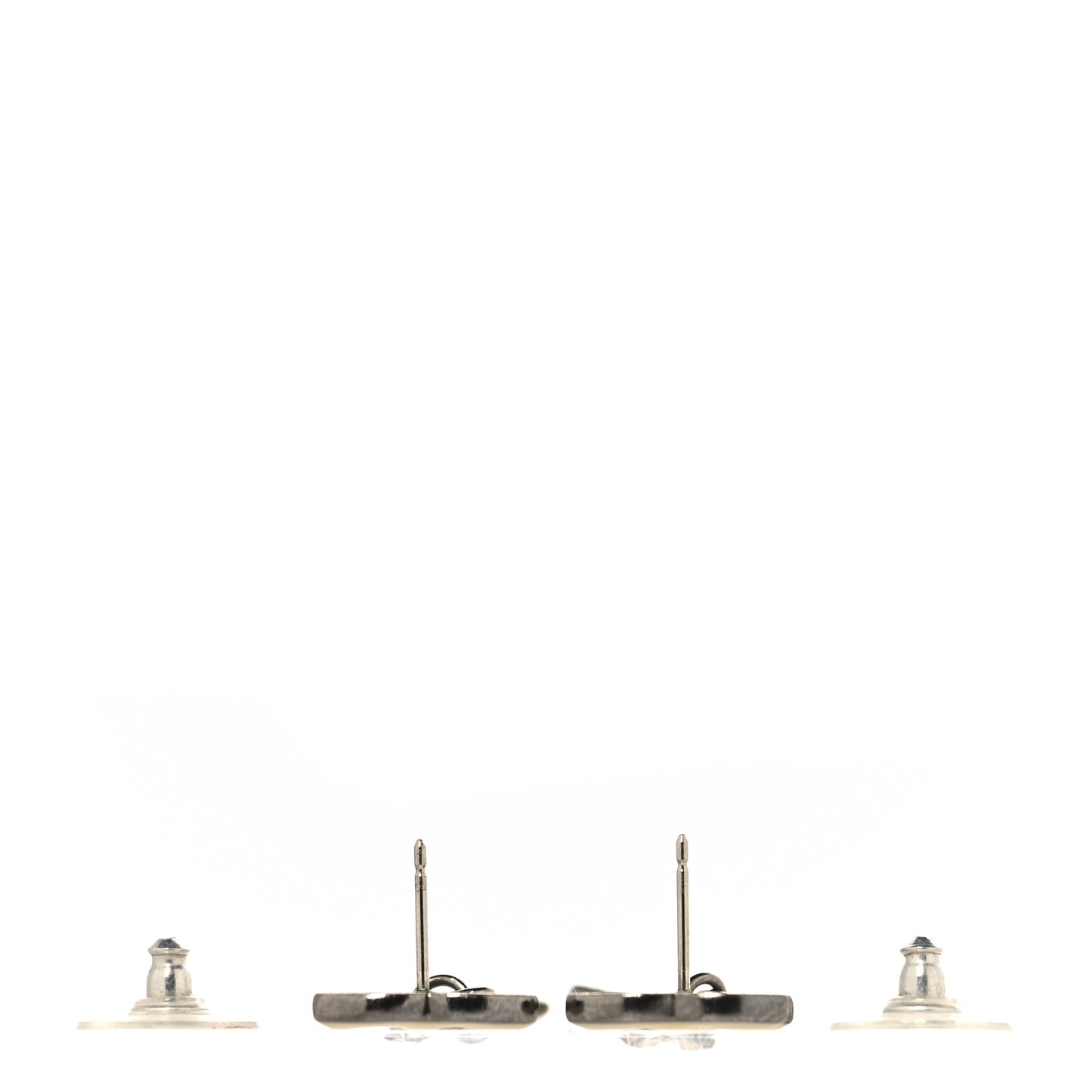 Metal CC Eiffel Tower Drop Earrings Silver