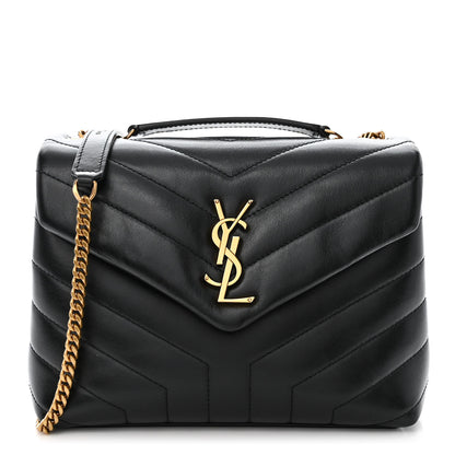 Saint Laurent Calfskin Y Quilted Monogram Small Loulou Chain Satchel Black 1 of 10