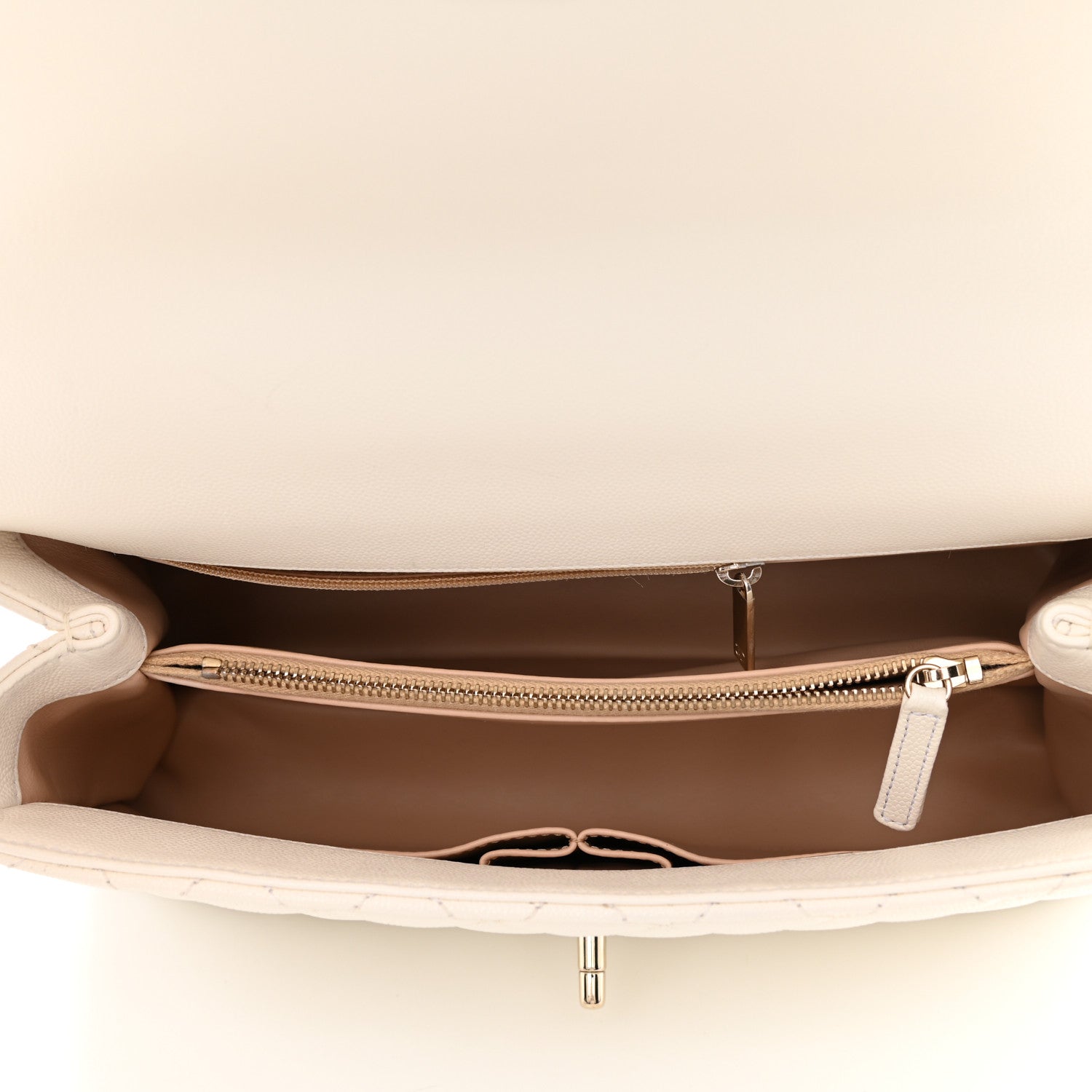 Chanel Caviar Quilted Small Coco Handle Flap White 8 of 17