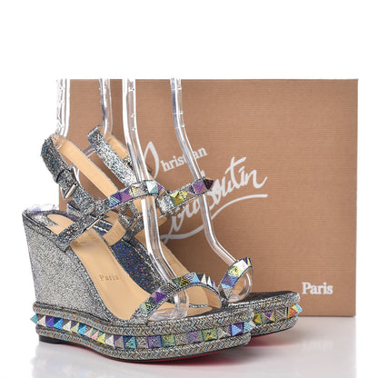 Christian Louboutin Nappa Mica Pyraclou 110 Wedge Sandals 40 Silver 10 of 10