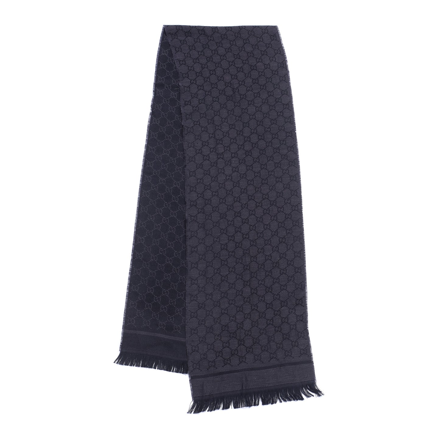Cotton Monogram Fringe Scarf Blue