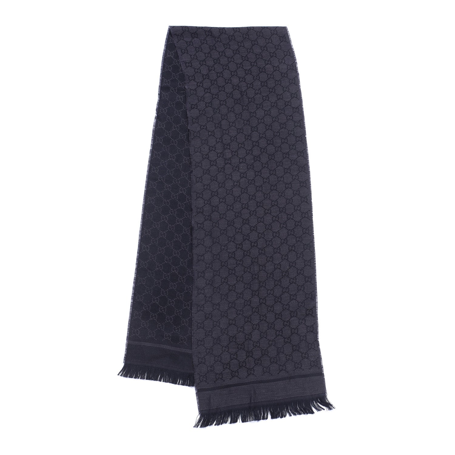 Gucci Cotton Monogram Fringe Scarf Blue 2 of 3