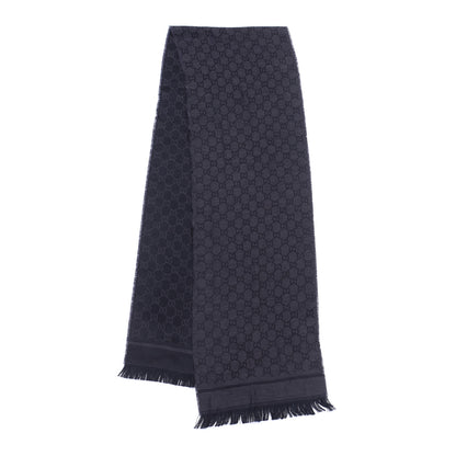 Gucci Cotton Monogram Fringe Scarf Blue 2 of 3