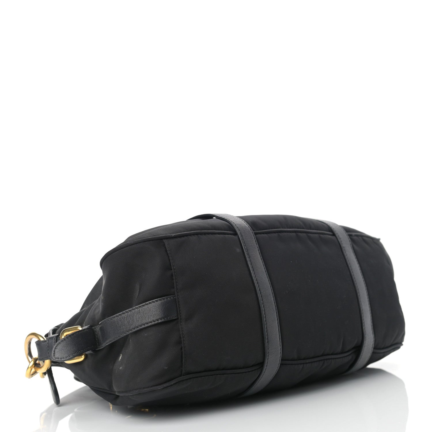 Prada Tessuto Nylon Soft Calfskin Shopping Satchel Black 3 of 15