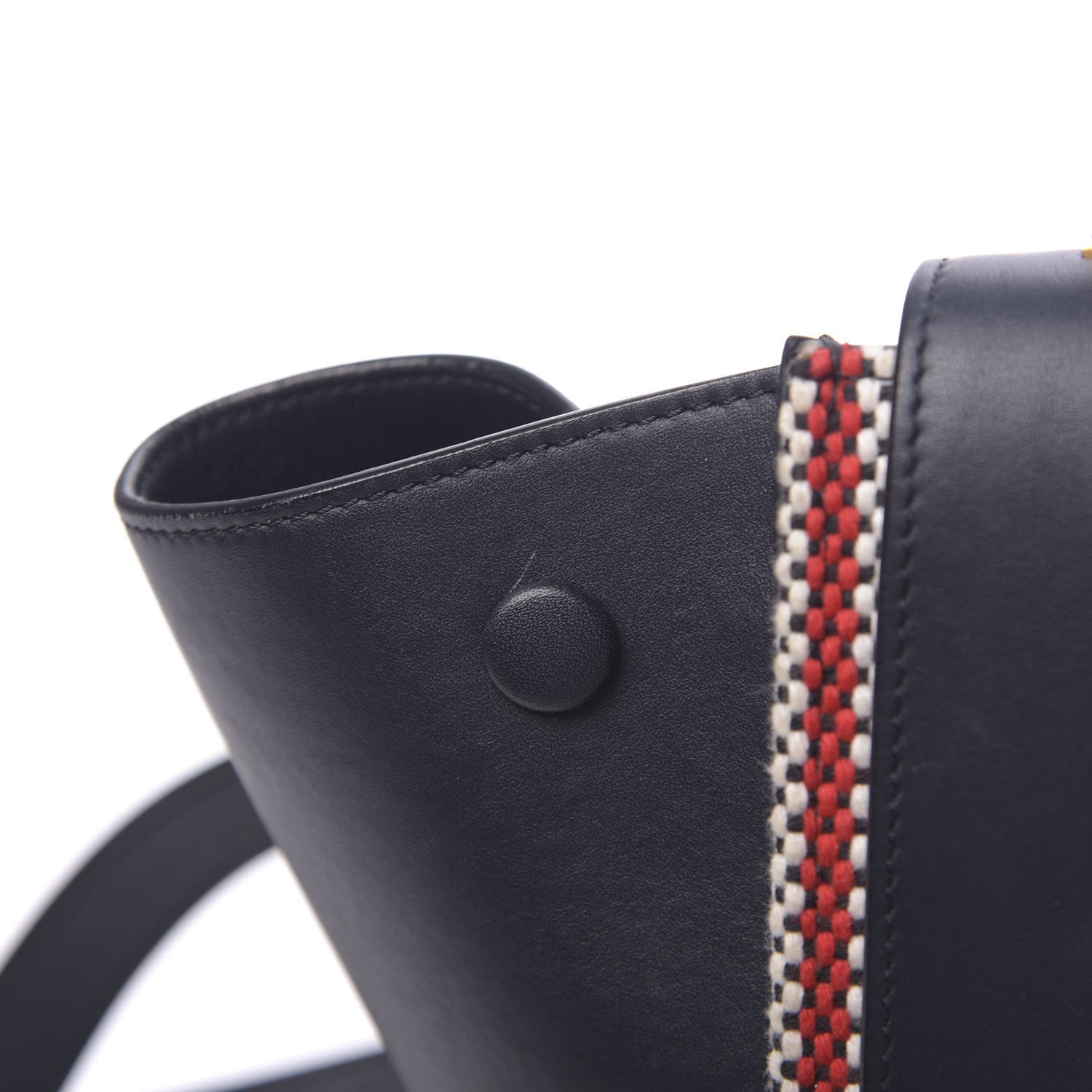Celine Smooth Calfskin Textile Striped Medium Trapeze Navy Blue 17 of 17
