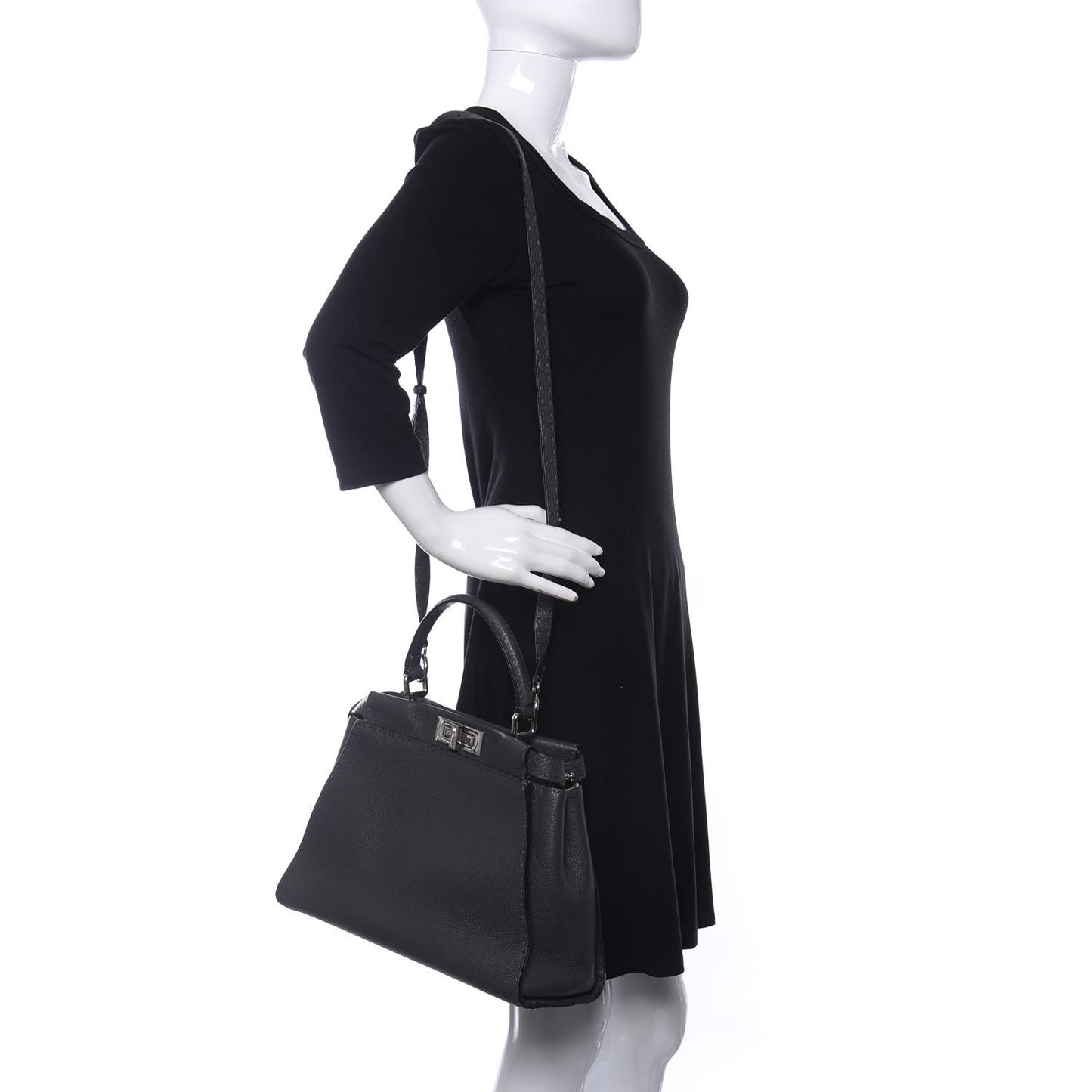 Cuoio Romano Selleria Bi-Color Medium Peekaboo Iconic Satchel Asfalto Latte