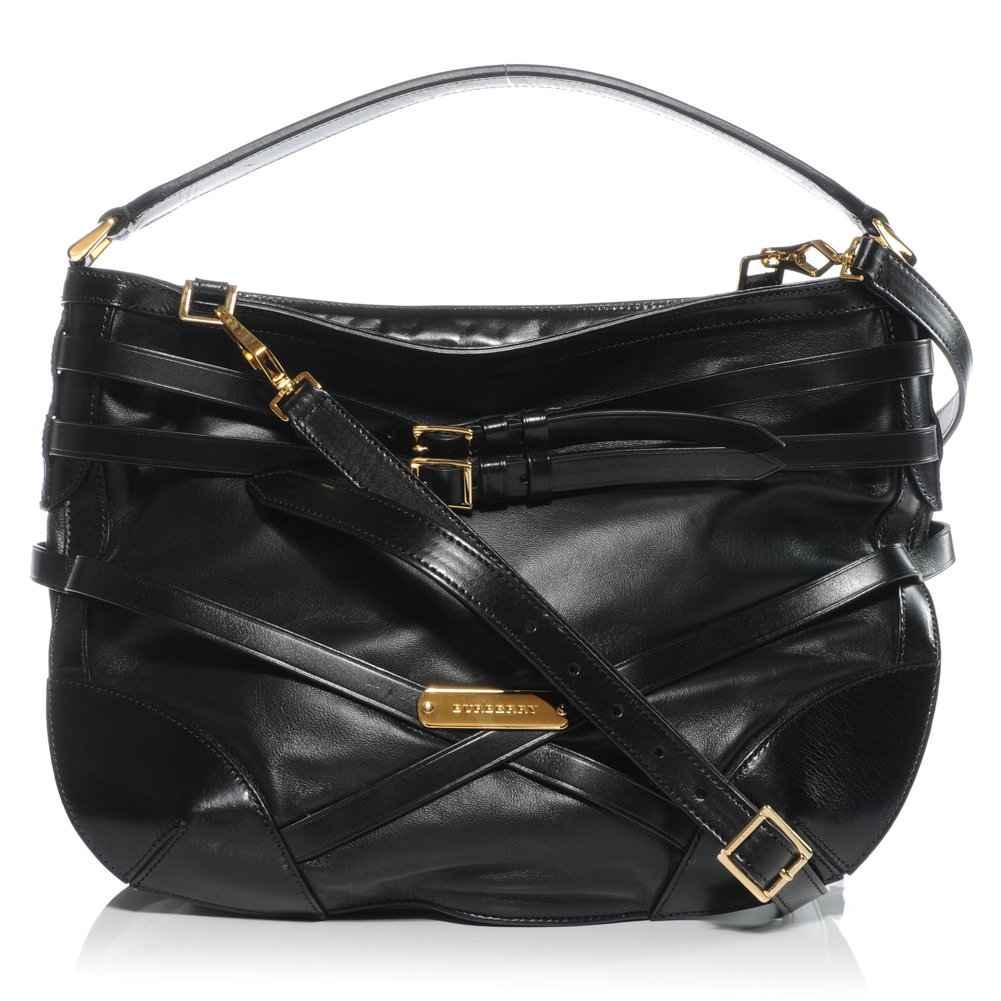 Lambskin Bridle Calfskin Small Dutton Hobo Black
