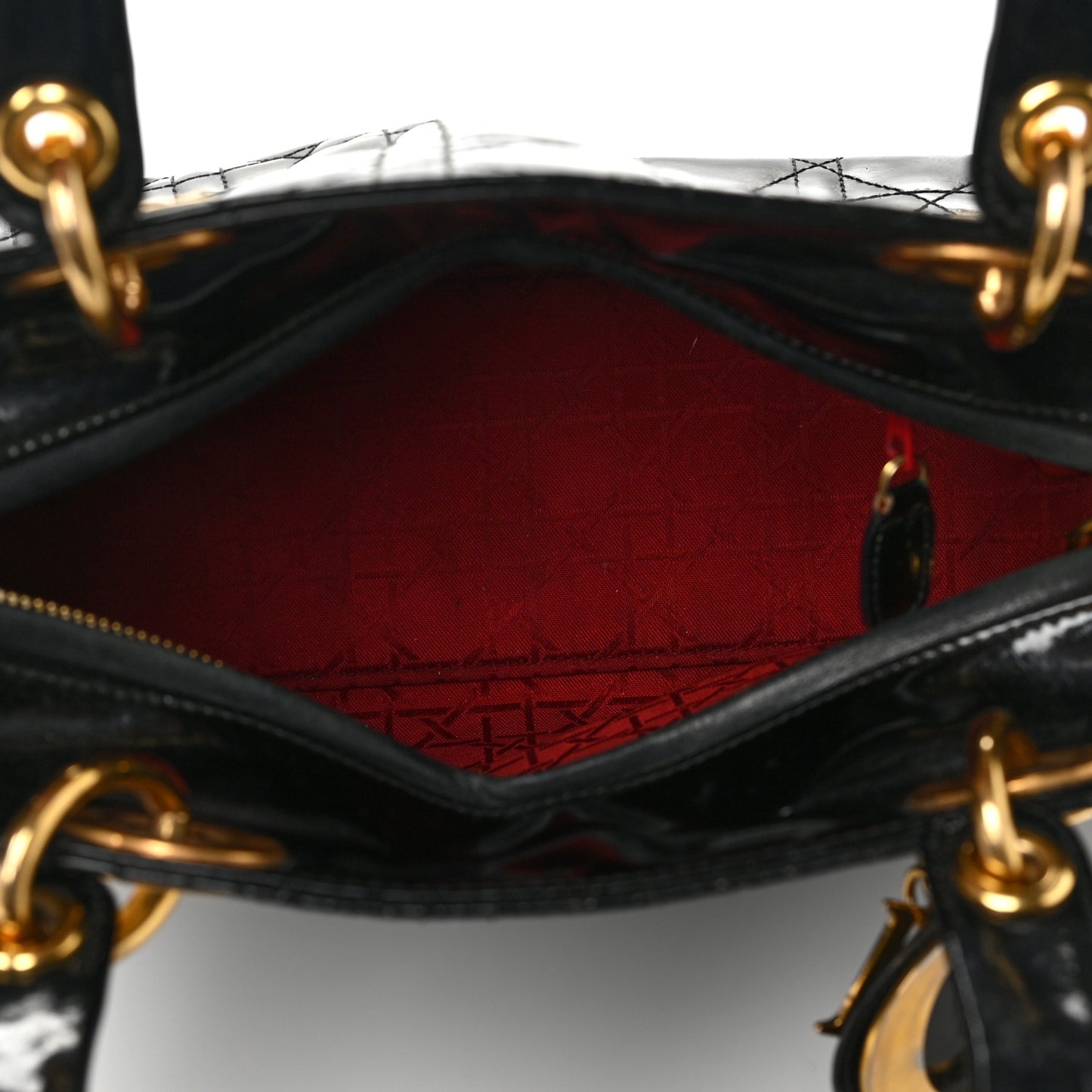 Patent Cannage Medium Lady Dior Black