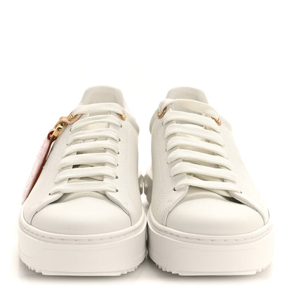 Louis Vuitton Lambskin Embossed Monogram Denim Time Out Sneakers 37.5 Pink 3 of 10
