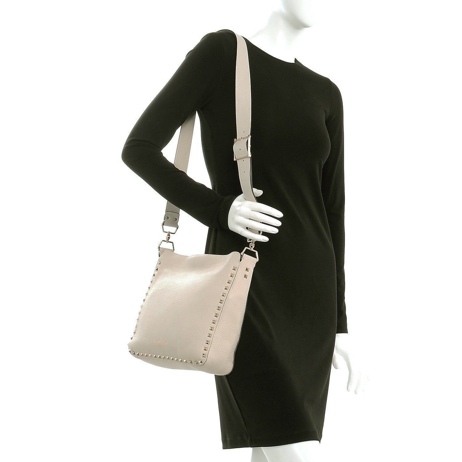 Valentino Garavani Pebbled Calfskin Small Rockstud Flip-Lock Messenger Bag Light Ivory 2 of 8