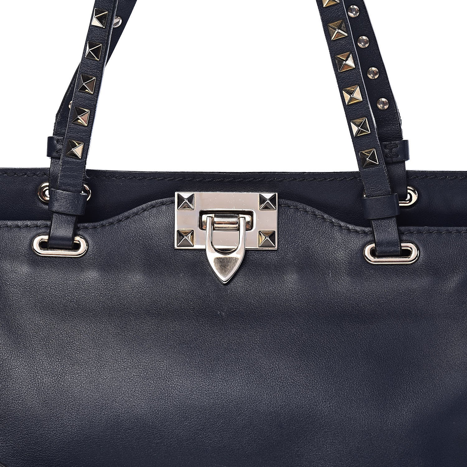 Valentino Garavani Vitello Small Rockstud Tote Marine 15 of 15