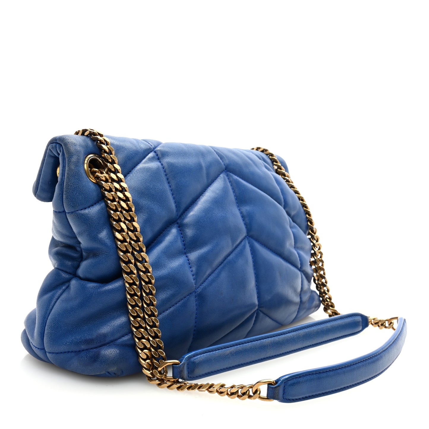 Lambskin Quilted Small Loulou Puffer Monogram Chain Satchel Majorele Blue