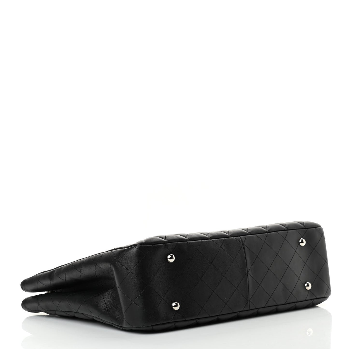 Calfskin Quilted Large Classic Shopping Tote Black