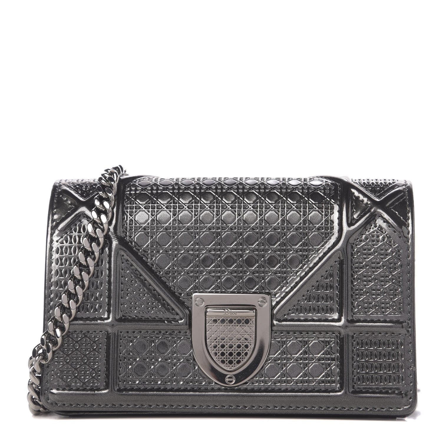 Christian Dior Metallic Patent Micro-Cannage Baby Diorama Flap Bag Onyx Black 1 of 9