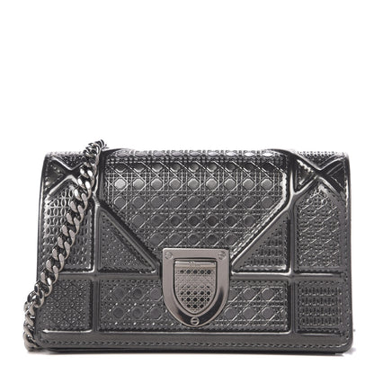 Christian Dior Metallic Patent Micro-Cannage Baby Diorama Flap Bag Onyx Black 1 of 9