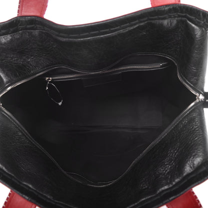 Balenciaga Agneau Arena Medium Scaffold Shopper Tote Red Black 5 of 9