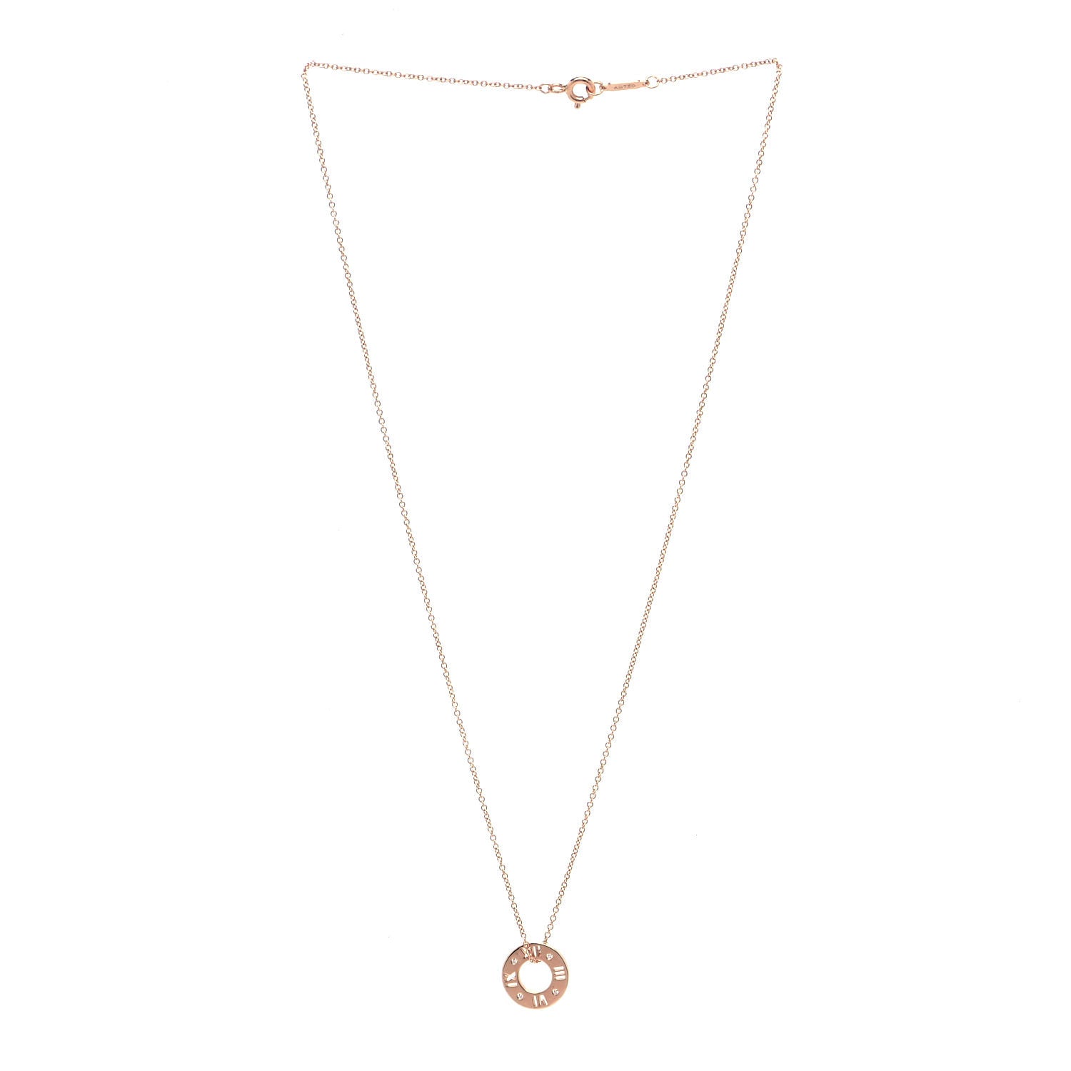 Tiffany 18K Rose Gold Diamond Atlas Pierced Pendant Necklace 3 of 7