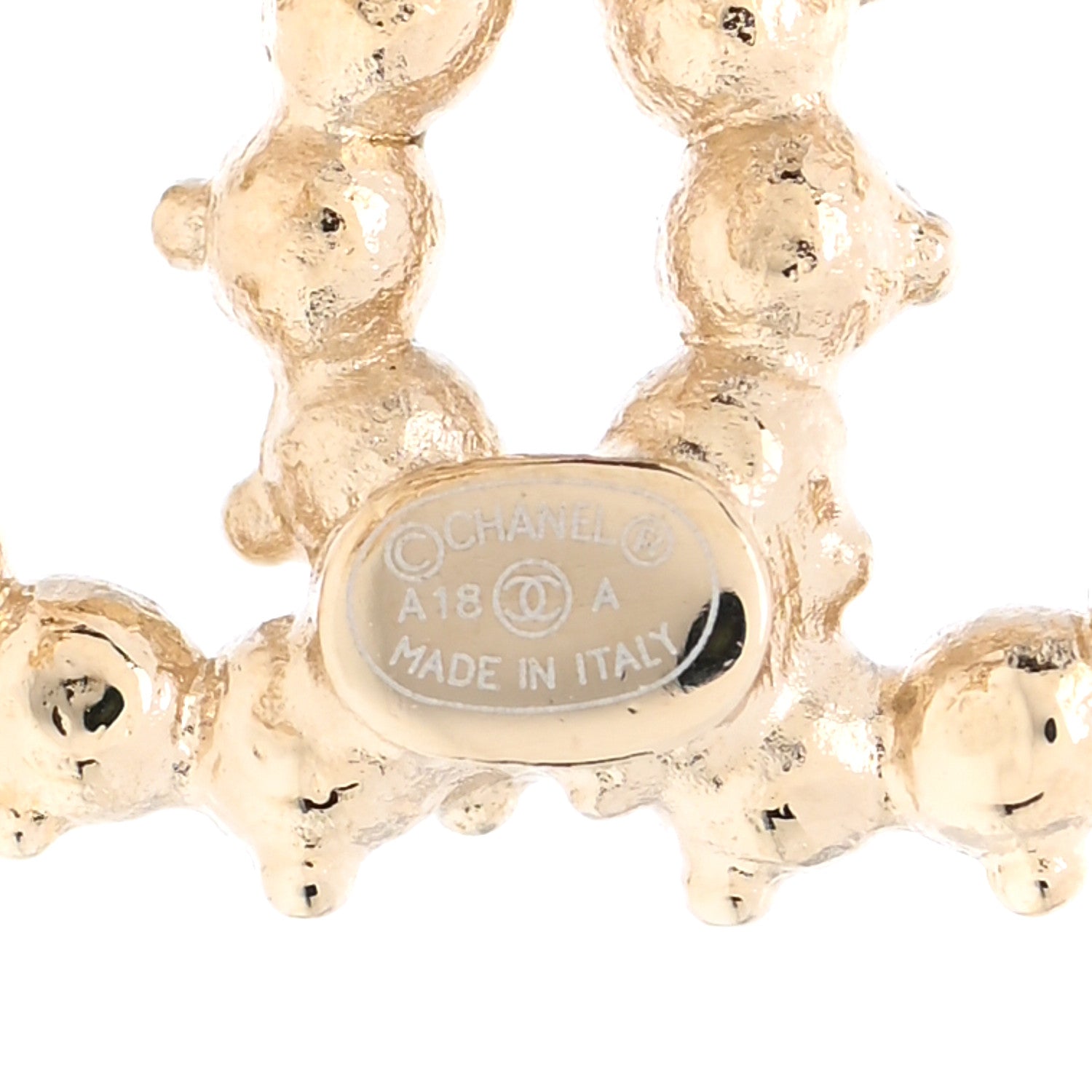 Chanel Pearl Crystal CC Charms Safety Pin Brooch Gold 4 of 4