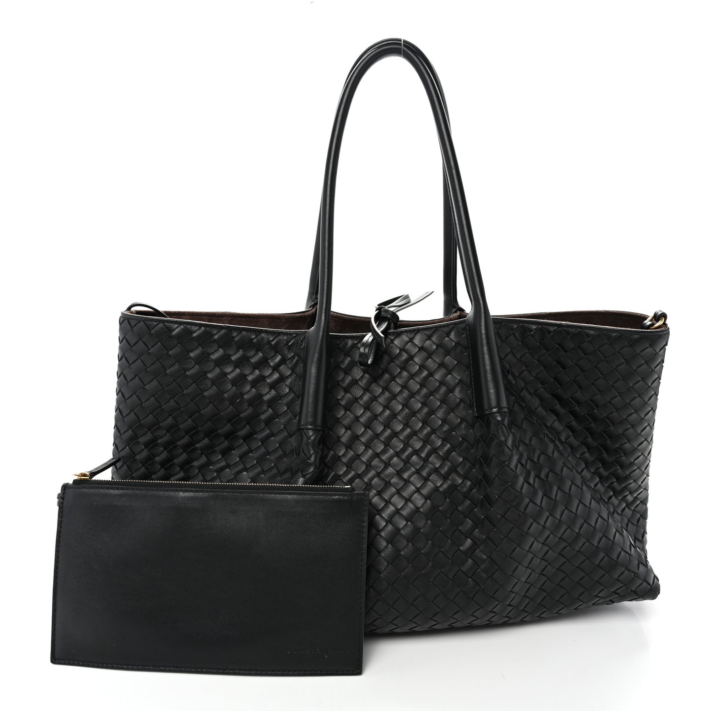 Calfskin Intrecciato Pinacoteca Reversible Tote Black Fondant