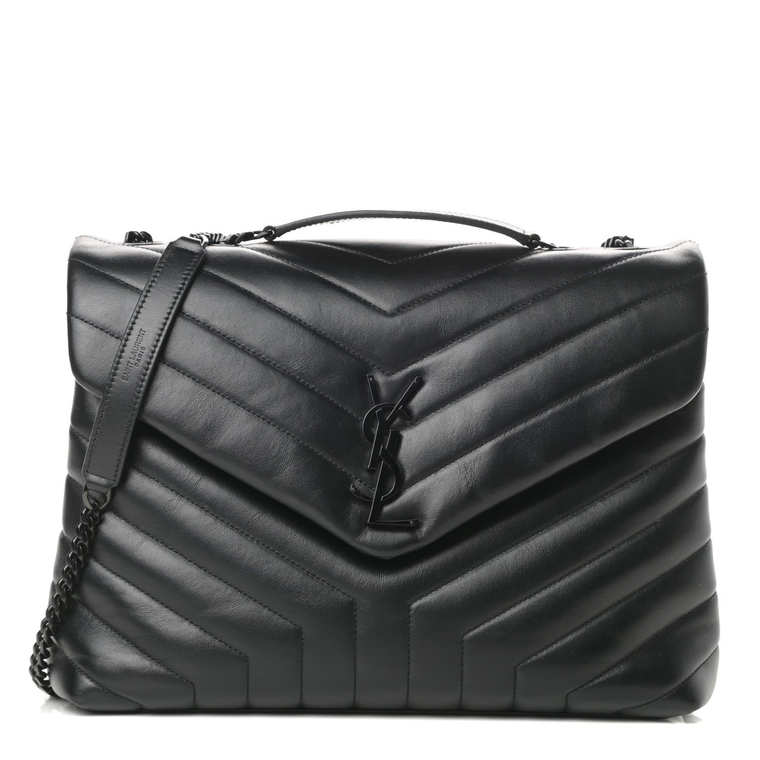 Saint Laurent Calfskin Y Quilted Monogram Medium Loulou Chain Satchel Black 1 of 10