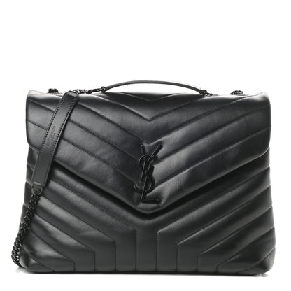 Saint Laurent Calfskin Y Quilted Monogram Medium Loulou Chain Satchel Black 1 of 10