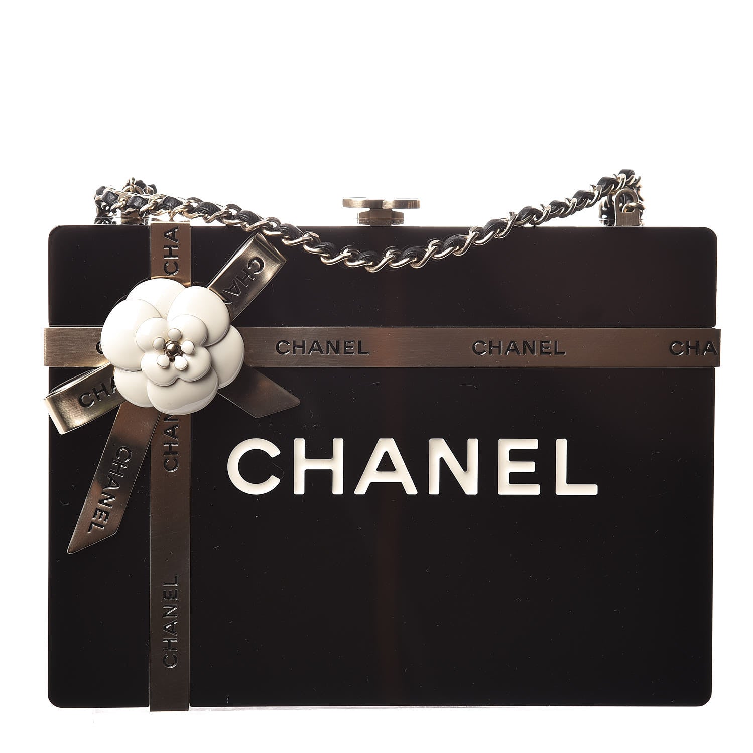 Chanel Plexiglass Gift Box Clutch Black 1 of 9