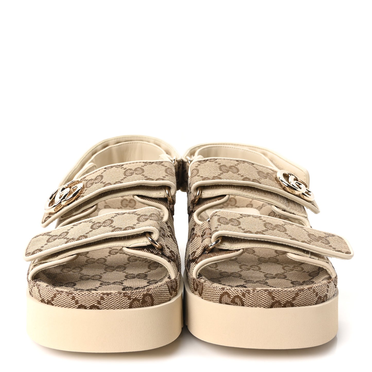 Monogram Kid Scamosciato Double G Womens Dad Sandals 37 Beige Ebony New Acero
