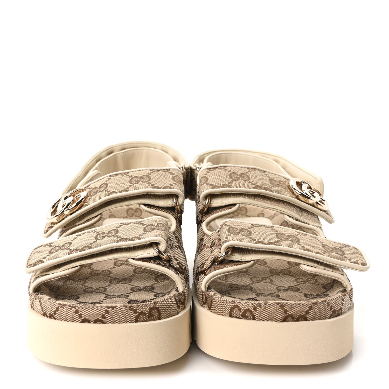 Gucci Monogram Kid Scamosciato Double G Womens Dad Sandals 37 Beige Ebony New Acero 3 of 10